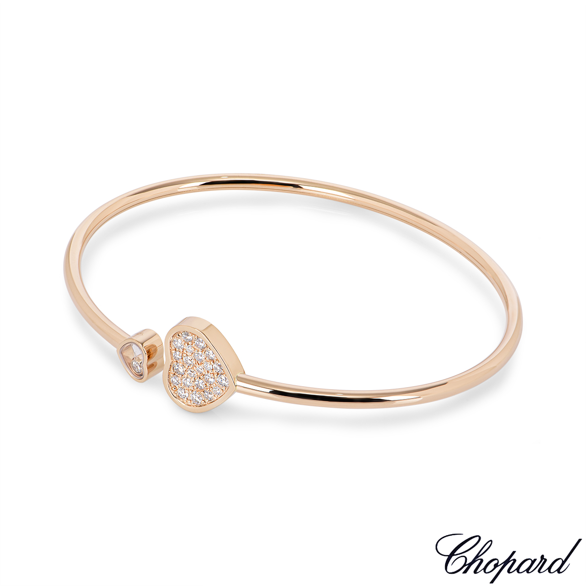 Chopard Rose Gold Happy Hearts Diamond Bangle 857482-5910 | Rich Diamonds